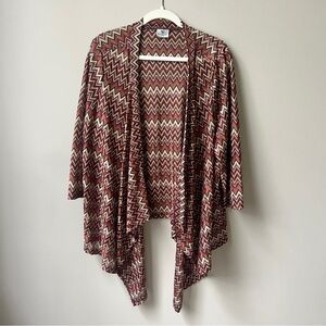 Vintage Cardigan Sweater Women's Large Chevron Boho Retro Mod‎ 70s Neutral Fall